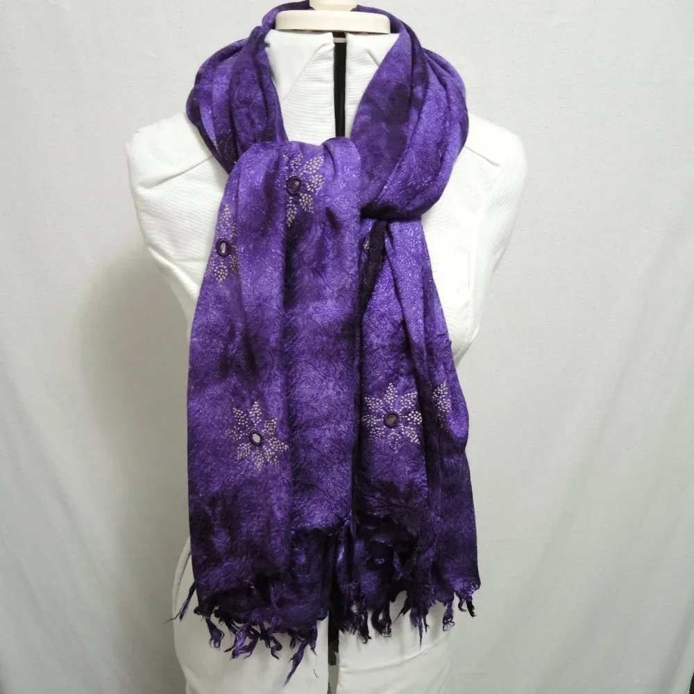 Dark Purple Scarf or Wrap w/ Fringe 42